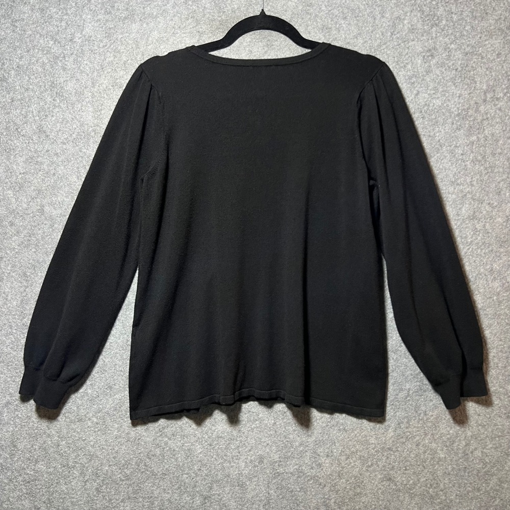 Chicos Size 1 Black‎ Long Sleeve Puff Sleeve Crew Neck Sweater Small - Picture 6 of 6